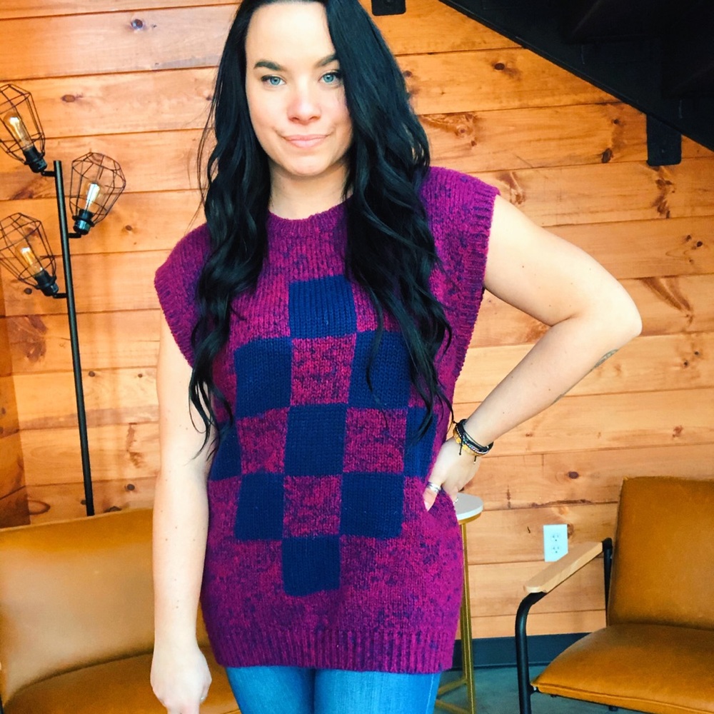 Vintage Checkerboard Sweater Vest